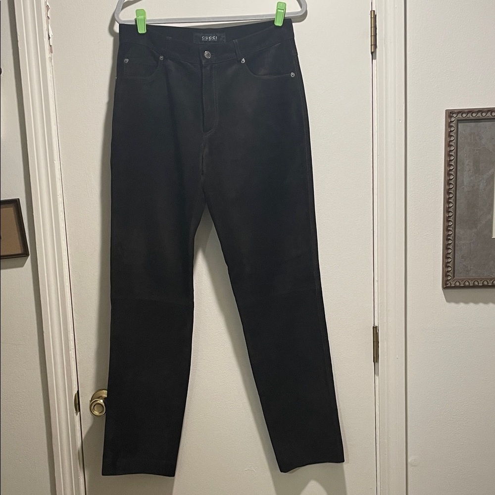 Gucci Suede Deep Chocolate Brown Tapered Suede Leg High Waisted Pants 90’s-2000